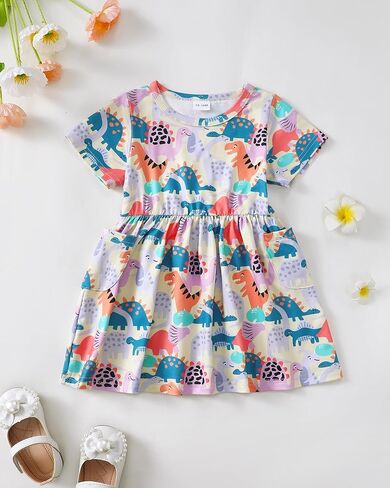 Baby Toddler Girl Dress Little Girls Clothes Short Sleeve Ruffle Sundress Casual Boho Summer Spring Dresses for Girl in Kuwait