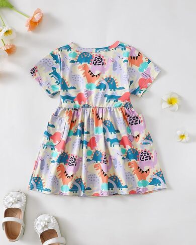 Baby Toddler Girl Dress Little Girls Clothes Short Sleeve Ruffle Sundress Casual Boho Summer Spring Dresses for Girl in Kuwait