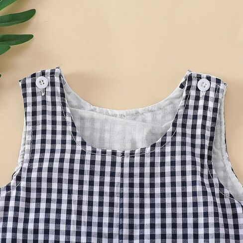 Douhoow Baby Summer Clothes Baby Boy Girl Romper Jumpsuit Plaid Baby Short Legs Overalls Unisex Toddler Outfits in Kuwait