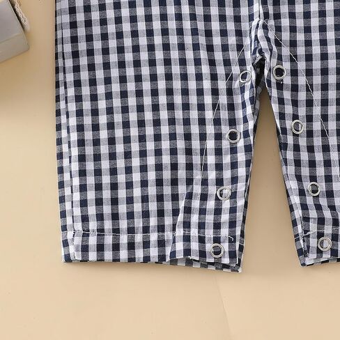 Douhoow Baby Summer Clothes Baby Boy Girl Romper Jumpsuit Plaid Baby Short Legs Overalls Unisex Toddler Outfits in Kuwait