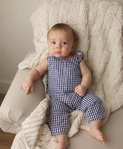 Douhoow Baby Summer Clothes Baby Boy Girl Romper Jumpsuit Plaid Baby Short Legs Overalls Unisex Toddler Outfits in Kuwait