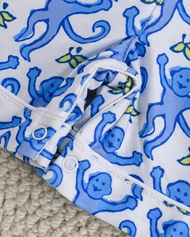 Infant Short Sleeve One-Piece Romper Snap-Up Cute Monkey Print Jumpsuit for Baby Girls & Boys 3-24 Months in Saudi Arabia