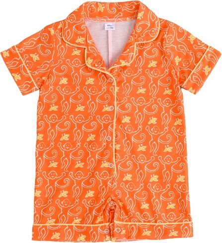 Infant Short Sleeve One-Piece Romper Snap-Up Cute Monkey Print Jumpsuit for Baby Girls & Boys 3-24 Months in Saudi Arabia
