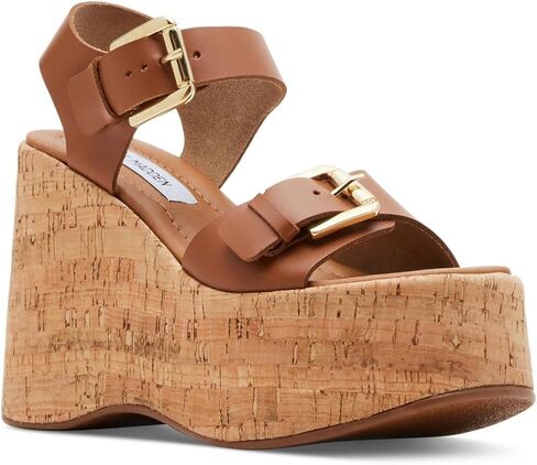 Steve Madden Womens RIVE04S1 Buckle Leather Wedge Heels in Saudi Arabia