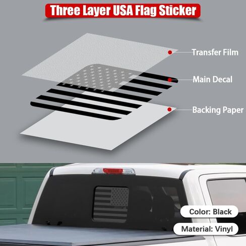 ملصق علم الولايات المتحدة الأمريكية للنافذة الخلفية للشاحنة، ملصق وملصق للسيارة، ملصق أمريكي للنافذة الوسطى الخلفية لشاحنة الالتقاط، شارات النافذة الخلفية للشاحنة لدودج رام 2009-2024 (TZ22) in Kuwait