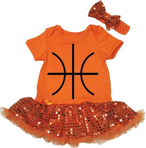 Petitebella Basketball Print Baby Dress Nb-18m in Saudi Arabia