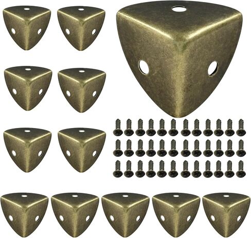 12 Pcs Metal Corner Protectors Bronze Edge Guard Furniture Edge Corner Cover Angle Corner Brackets with Mounting Screws for Box Table Cabinet(1"x1"x1") in Saudi Arabia