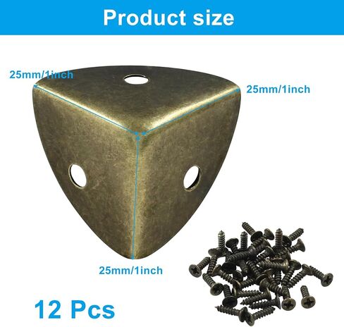 12 Pcs Metal Corner Protectors Bronze Edge Guard Furniture Edge Corner Cover Angle Corner Brackets with Mounting Screws for Box Table Cabinet(1"x1"x1") in Kuwait