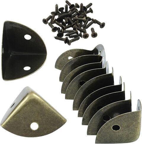 12 Pcs Metal Corner Protectors Bronze Edge Guard Furniture Edge Corner Cover Angle Corner Brackets with Mounting Screws for Box Table Cabinet(1"x1"x1") in Saudi Arabia
