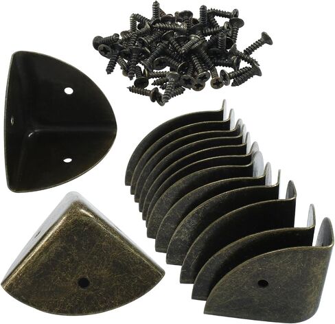 12 Pcs Metal Corner Protectors Bronze Edge Guard Furniture Edge Corner Cover Angle Corner Brackets with Mounting Screws for Box Table Cabinet(1"x1"x1") in Saudi Arabia