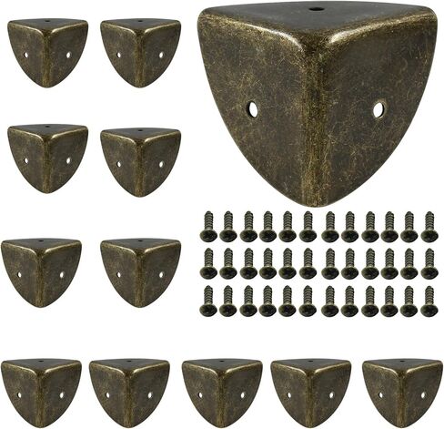 12 Pcs Metal Corner Protectors Bronze Edge Guard Furniture Edge Corner Cover Angle Corner Brackets with Mounting Screws for Box Table Cabinet(1"x1"x1") in Saudi Arabia