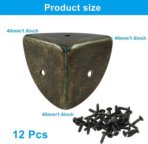 12 Pcs Metal Corner Protectors Bronze Edge Guard Furniture Edge Corner Cover Angle Corner Brackets with Mounting Screws for Box Table Cabinet(1"x1"x1") in Saudi Arabia