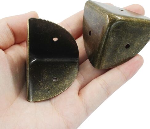 12 Pcs Metal Corner Protectors Bronze Edge Guard Furniture Edge Corner Cover Angle Corner Brackets with Mounting Screws for Box Table Cabinet(1"x1"x1") in Saudi Arabia