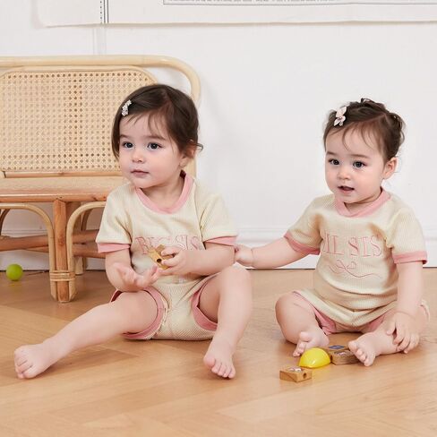 طفل طفل طفل الملابس الصيفية ليل SIS/Big Sis تطريز تي شيرت القوس شورت 2pcs أخت مطابقة الملابس in Kuwait