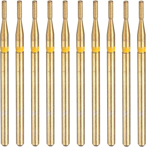 Harfington 10pcs 325-400 فليت ماس ​​طحن بت 1.35 ملم رأس أسطوانة 2.35 ملم شانك 5 ملم الطول من التيتانيوم الحجر الحفر الأداة الدورانية للأظافر تلميع الأظافر تلميع in Kuwait