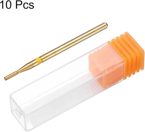 Harfington 10pcs 325-400 فليت ماس ​​طحن بت 1.35 ملم رأس أسطوانة 2.35 ملم شانك 5 ملم الطول من التيتانيوم الحجر الحفر الأداة الدورانية للأظافر تلميع الأظافر تلميع in Kuwait