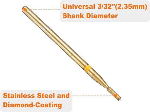Harfington 10pcs 325-400 فليت ماس ​​طحن بت 1.35 ملم رأس أسطوانة 2.35 ملم شانك 5 ملم الطول من التيتانيوم الحجر الحفر الأداة الدورانية للأظافر تلميع الأظافر تلميع in Kuwait