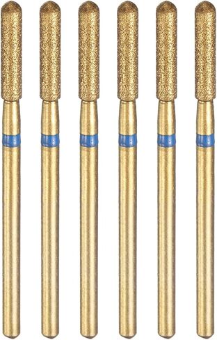 HARFINGTON 6pcs 120-140 Grits Diamond Grinding Bit 2.6mm Cylindrical Ball Head 2.35mm Shank 12.5mm Length Titanium Plated Stone Sanding Drill Bits Rotary Tool for Nails Grinding Polishing in Kuwait