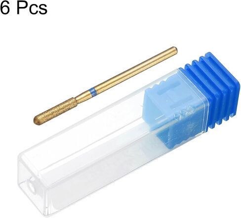 HARFINGTON 6pcs 120-140 Grits Diamond Grinding Bit 2.6mm Cylindrical Ball Head 2.35mm Shank 12.5mm Length Titanium Plated Stone Sanding Drill Bits Rotary Tool for Nails Grinding Polishing in Kuwait