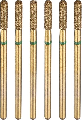 HARFINGTON 6pcs 120-140 Grits Diamond Grinding Bit 2.6mm Cylindrical Ball Head 2.35mm Shank 12.5mm Length Titanium Plated Stone Sanding Drill Bits Rotary Tool for Nails Grinding Polishing in Kuwait