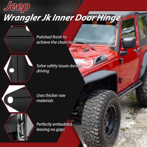 مجموعات تجميع مفصلات 4 أبواب متوافقة مع 2007-2018 Jeep Wrangler JK JKU Unlimited Rubicon Sahara (4 أبواب)، تناسب جيب رانجلر JK من الداخل والخارج، مفصلة باب جيب رانجلر JK 16 قطعة مع 36 مسمارًا in Kuwait