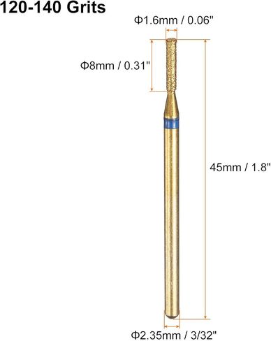 HARFINGTON 10pcs 325-400 Grits Diamond Grinding Bit 1.35mm Cylinder Head 2.35mm Shank 5mm Length Titanium Plated Stone Sanding Drill Bits Rotary Tool for Nails Grinding Polishing in Saudi Arabia