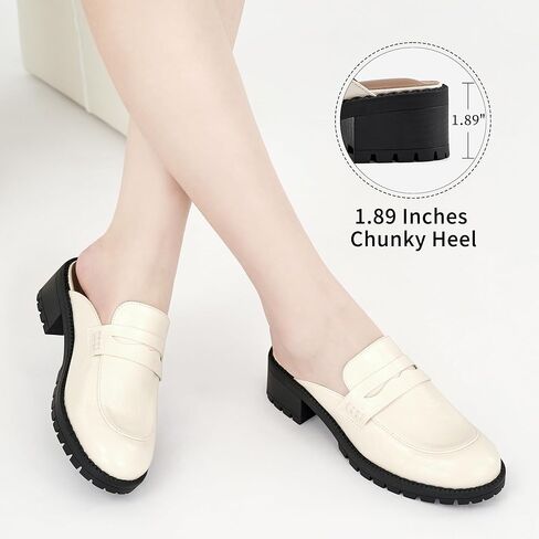 Ecetana Women Mules Comfortable Clogs Platform Chunky Slip on Backless Loafers Casual Walking Business Slide Shoes in Kuwait