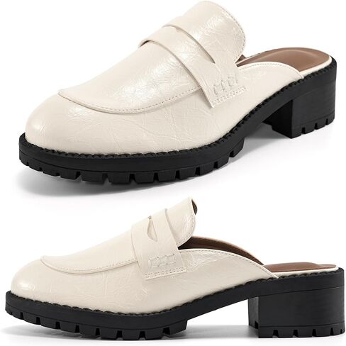 Ecetana Women Mules Comfortable Clogs Platform Chunky Slip on Backless Loafers Casual Walking Business Slide Shoes in Kuwait