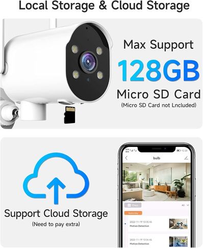 WOOLINK Solar Security Cameras Wireless Outdoor with Solar Panel, 2.4GHz WiFi Cameras for Home Security with PR 225°, AI Detection, 1080P Color Night Vision, SD/Cloud, IP65 Waterproof, 2-Way Talk in Kuwait
