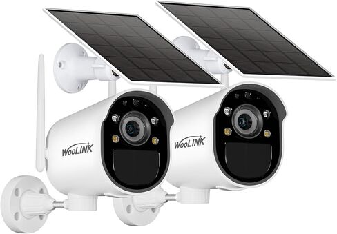 WOOLINK Solar Security Cameras Wireless Outdoor with Solar Panel, 2.4GHz WiFi Cameras for Home Security with PR 225°, AI Detection, 1080P Color Night Vision, SD/Cloud, IP65 Waterproof, 2-Way Talk in Kuwait