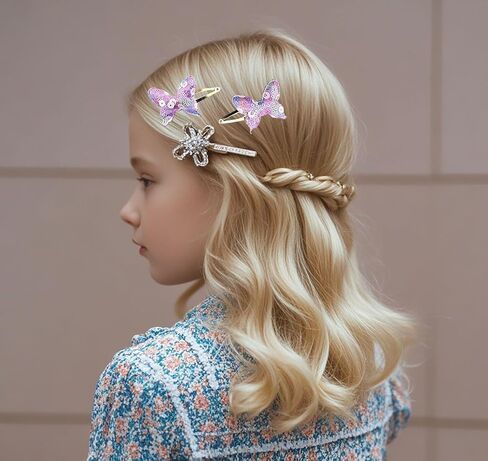 8 Pairs Shiny Hair Clips Metal Snap Barrettes for Girls Star, Heart, Crown, Butterfly Shaped Hair Accessories (A) in Saudi Arabia