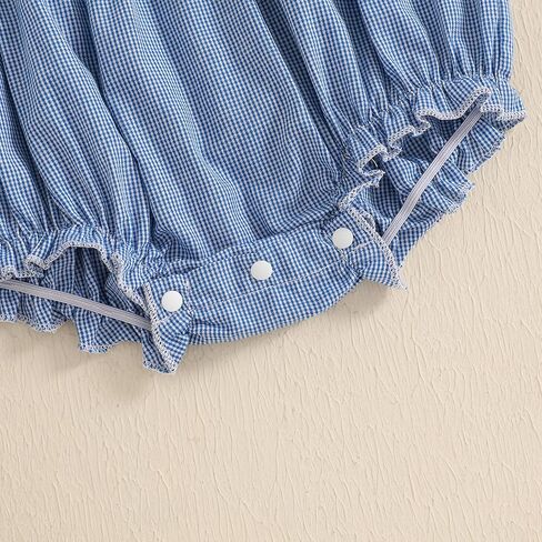 Baby Girl 4th Of July Outfit Newborn Smocked Bubble Romper Peter Pan Collar Bodysuit My First Fourth Of July Clothes in Kuwait