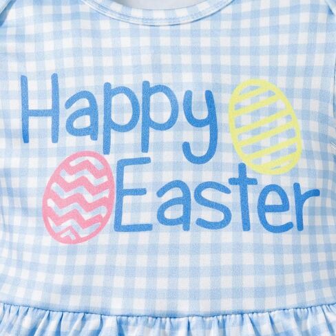 LATOBREATH Baby Girl Happy Easter Day Bunny Outfit Short Sleeve Romper Rabbit Skirt Overall Dress Headband in Saudi Arabia