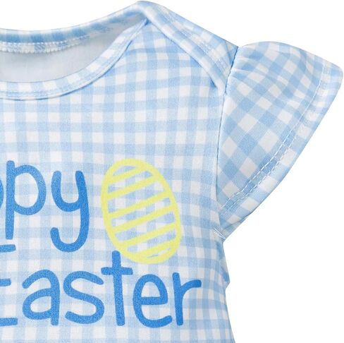 LATOBREATH Baby Girl Happy Easter Day Bunny Outfit Short Sleeve Romper Rabbit Skirt Overall Dress Headband in Saudi Arabia