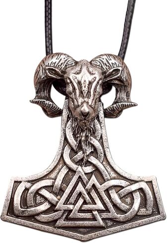 HAQUIL Viking Mjolnir Necklace, Black Plated Stainless Steel Mammen Thor's Hammer Pendant, Box Chain, Viking Jewelry Gift in Kuwait