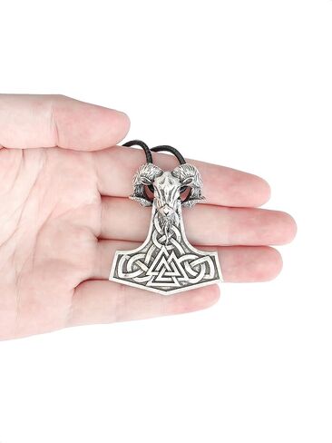 HAQUIL Viking Mjolnir Necklace, Black Plated Stainless Steel Mammen Thor's Hammer Pendant, Box Chain, Viking Jewelry Gift in Kuwait