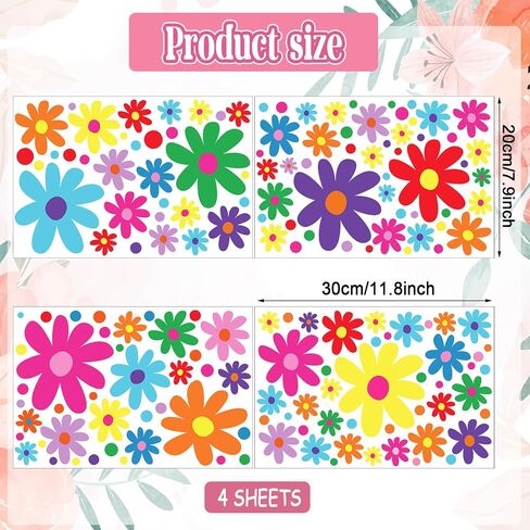 Glow in The Dark Big Daisy Wall Decals，Glowing Luminous Daisy Wall Stickers Colorful Removable self-Adhesive Boho Flower Decals for Girls Bedroom Kids Baby Nursery Living Room Decor in Kuwait