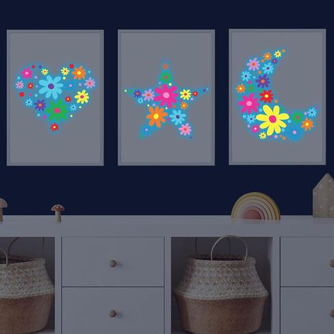 Glow in The Dark Big Daisy Wall Decals，Glowing Luminous Daisy Wall Stickers Colorful Removable self-Adhesive Boho Flower Decals for Girls Bedroom Kids Baby Nursery Living Room Decor in Kuwait