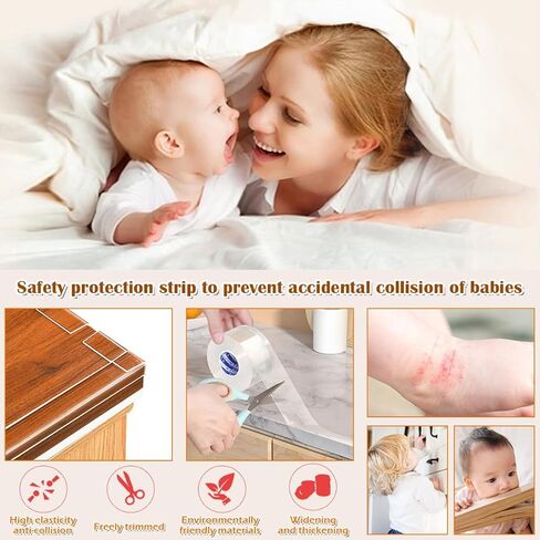 Clear Corner Protectors Edge Protector Strip Corner Protectors Child Safety Trim Bumpers for Door Frame Baseboard Soft Baby Corner Guards -2 inch x16.4ft in Saudi Arabia