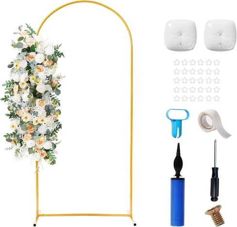 Ascoza Metal Arch Backdrop Stand 6FT Gold Wedding Arch Backdrop Stand Balloon Arched Frame for Birthday Party Wedding Baby Shower Graduation Ceremony Decoration in Kuwait