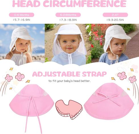 Baby Sun Hat with Neck Flap Adjustable Toddler Sun Hat Baby Boys Girls Sun Protection Summer Beach Hat in Saudi Arabia