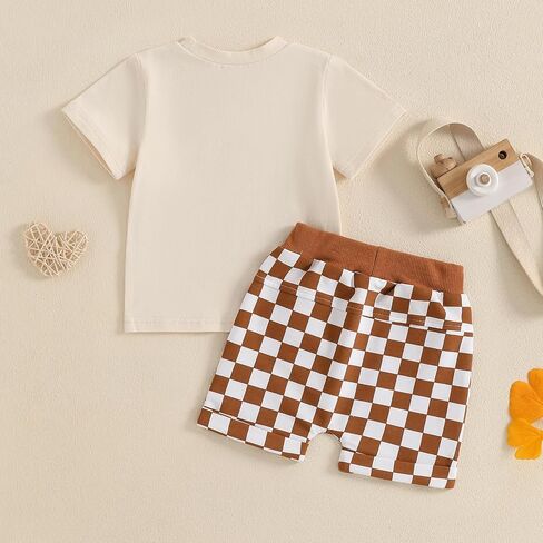 Toddler Baby Boy Clothes Little Dude Shirt Chessboard Summer Spring Shorts Set Cute Mamas Daddys Boy Outfit in Saudi Arabia
