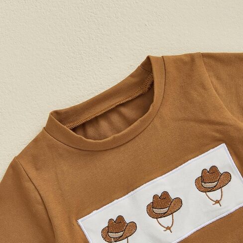 Toddler Baby Boys Western Outfits Embroidery Cow Short Sleeve T Shirt and Plaid Shorts Sets 2Pcs Summer Clothes Set in Kuwait