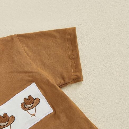 Toddler Baby Boys Western Outfits Embroidery Cow Short Sleeve T Shirt and Plaid Shorts Sets 2Pcs Summer Clothes Set in Kuwait