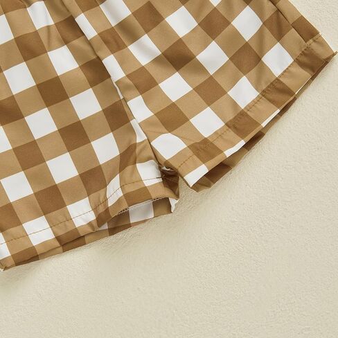 Toddler Baby Boys Western Outfits Embroidery Cow Short Sleeve T Shirt and Plaid Shorts Sets 2Pcs Summer Clothes Set in Kuwait