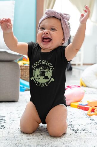 Pop Threads Camp Crystal Lake Counselor Shirt Vintage Costume Infant Baby Boy Girl Bodysuit in Kuwait