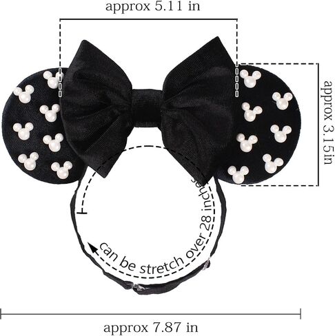 Jiahang Baby Girls Girls Amouse Ears Tears ، وآذان الترتر السوداء مع شريط شعر مرن ، وأغطية رأس أزياء للأطفال الصغار الرضع ، والأطفال in Kuwait