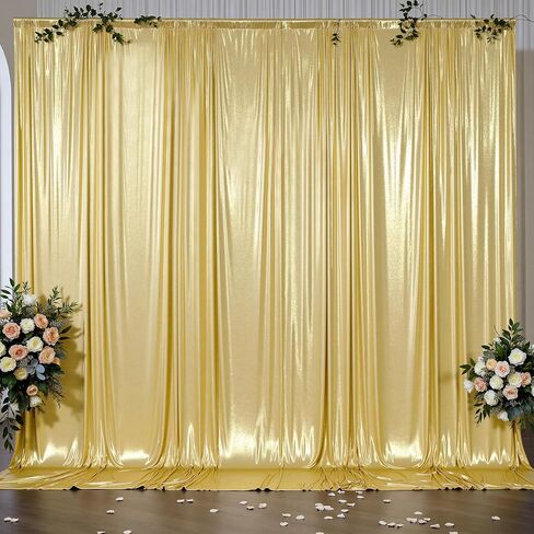 Outpain 10x10ft Silver Sequin Backdrop Curtains -Heavy Duty Gold Photography Backdrops with Non-Shedding Glitter, Wrinkle-Free Stage Drapes for Wedding/Christmas/Studio Shoots (5x10ft 2 Panels) in Kuwait