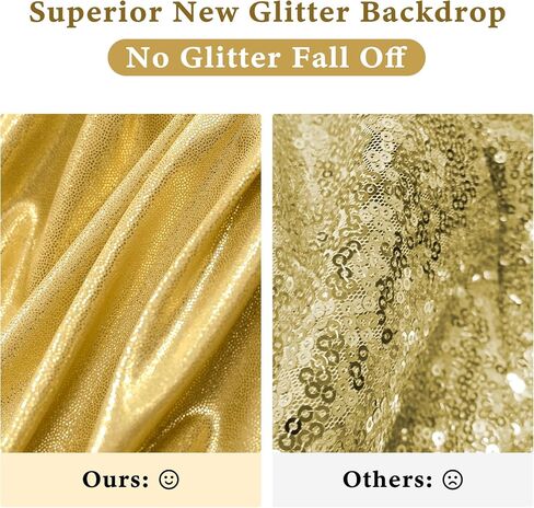 Outpain 10x10ft Silver Sequin Backdrop Curtains -Heavy Duty Gold Photography Backdrops with Non-Shedding Glitter, Wrinkle-Free Stage Drapes for Wedding/Christmas/Studio Shoots (5x10ft 2 Panels) in Kuwait