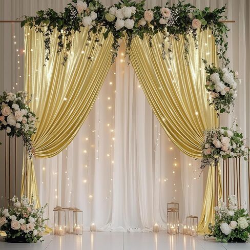 Outpain 10x10ft Silver Sequin Backdrop Curtains -Heavy Duty Gold Photography Backdrops with Non-Shedding Glitter, Wrinkle-Free Stage Drapes for Wedding/Christmas/Studio Shoots (5x10ft 2 Panels) in Kuwait